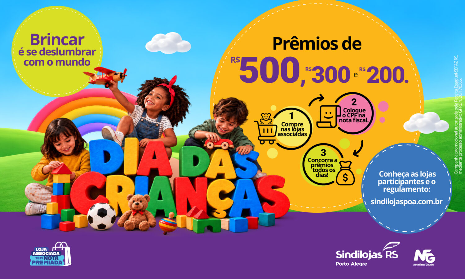 Dia das Crianças do Sindilojas POA sorteia R$ 1 mil por dia